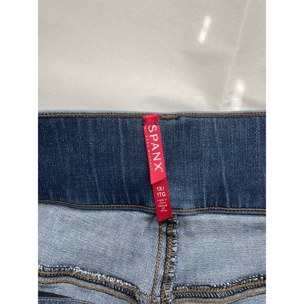 Spanx Jeans Jegging size 1X Light Blue Denim Stretch Pull-on Compression easy - Picture 4 of 8